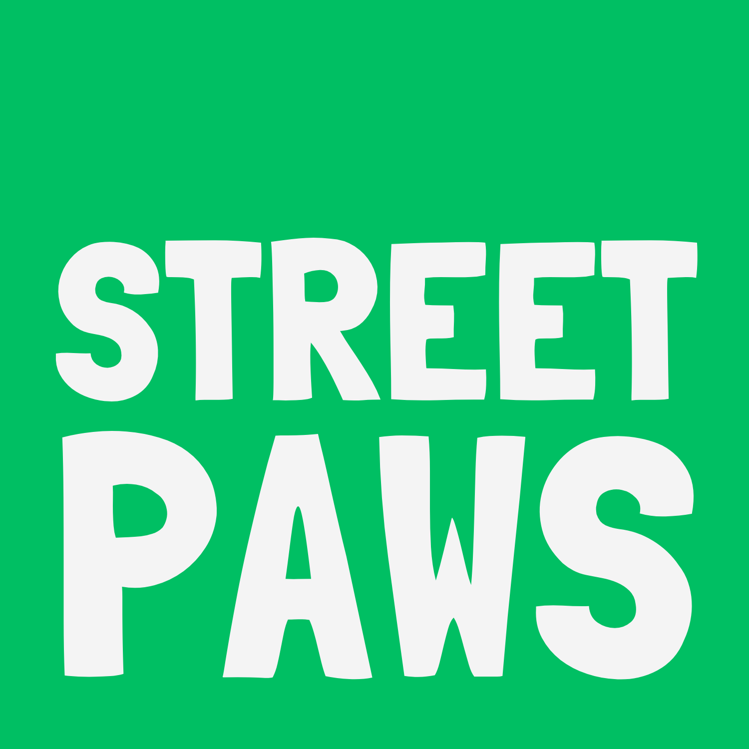 Street Paws logo in white writing on a green background